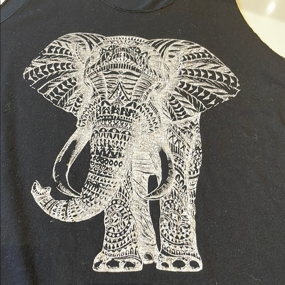 Thailand Elephant Print Logo Tank Top, Raw Edges, Black, Size XL - Picture 7 of 8